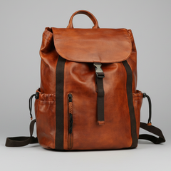 MET Two Adjustable Strap Leather Backpack. Premium Rucksack with Tech Sleeve-5