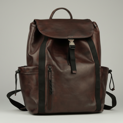 MET Two Adjustable Strap Leather Backpack. Premium Rucksack with Tech Sleeve-1