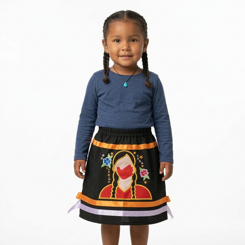 Infants Embroidered Black Ribbon Skirt-3