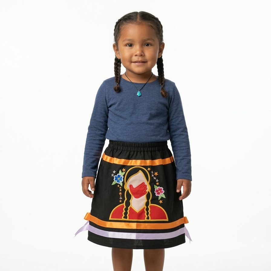 Infants Embroidered Black Ribbon Skirt-3