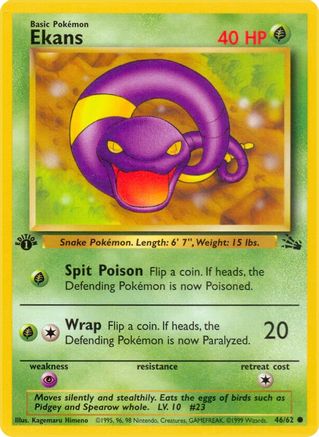 Ekans 46/62 - Fossil 1st Edition-1
