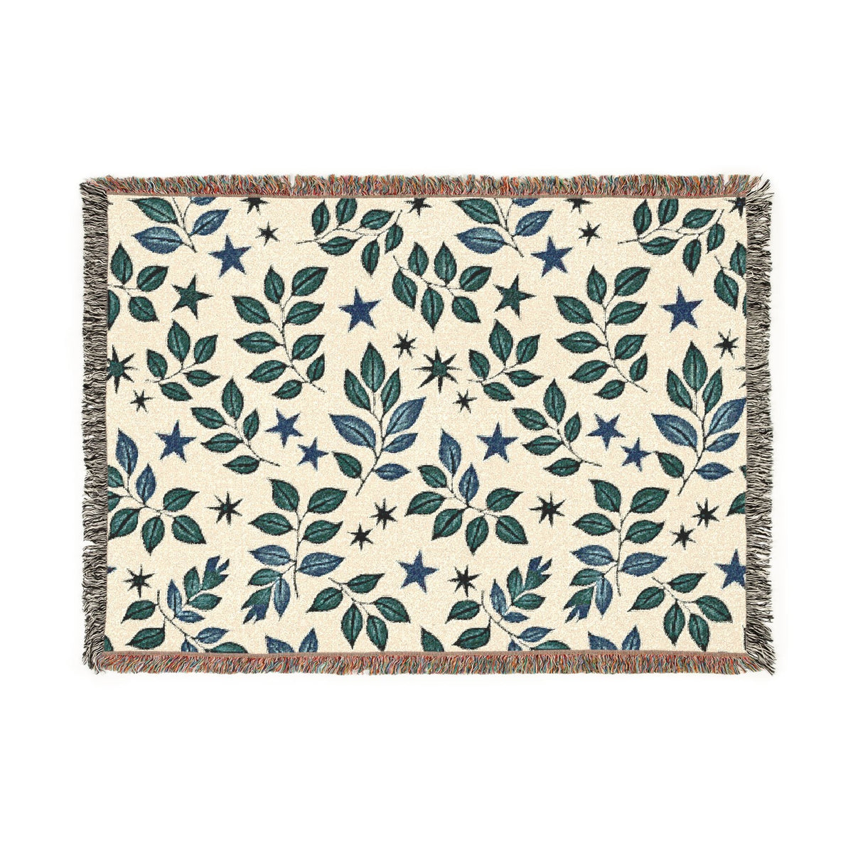 Botanical Star Woven Blanket — Reversible Leaf & Star Pattern Throw-3
