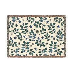 Botanical Star Woven Blanket — Reversible Leaf & Star Pattern Throw-3