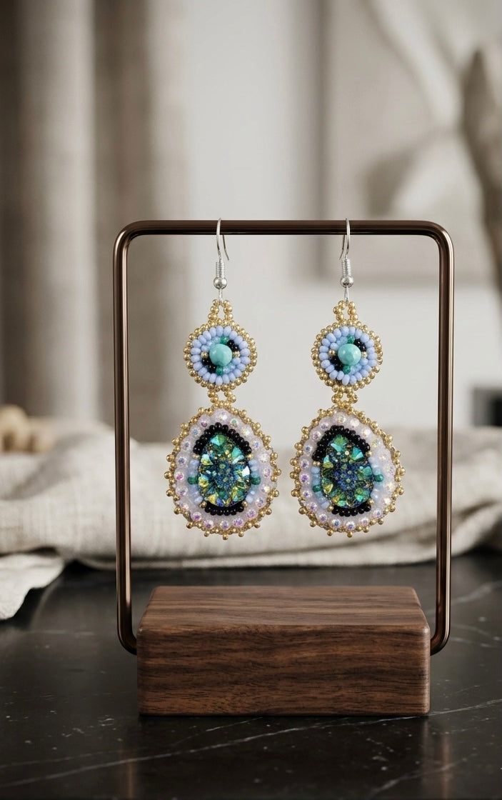Drop Beaded Earrings green collection-2