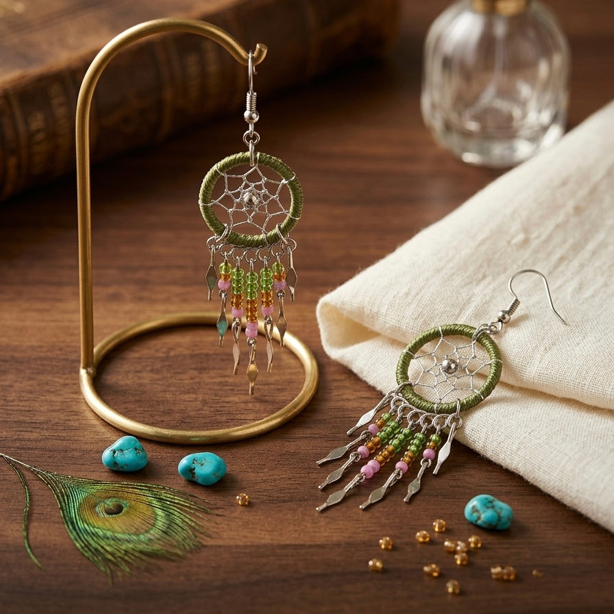 olive green earrings-2