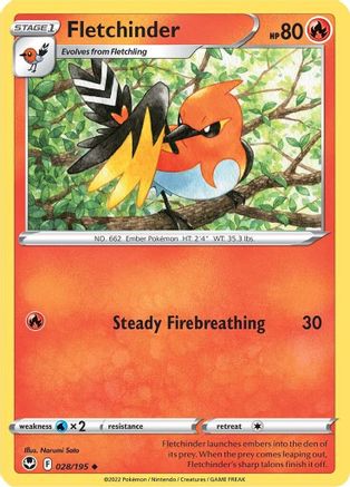 Fletchinder 28/195 - SWSH12 Silver Tempest Reverse Holofoil-1