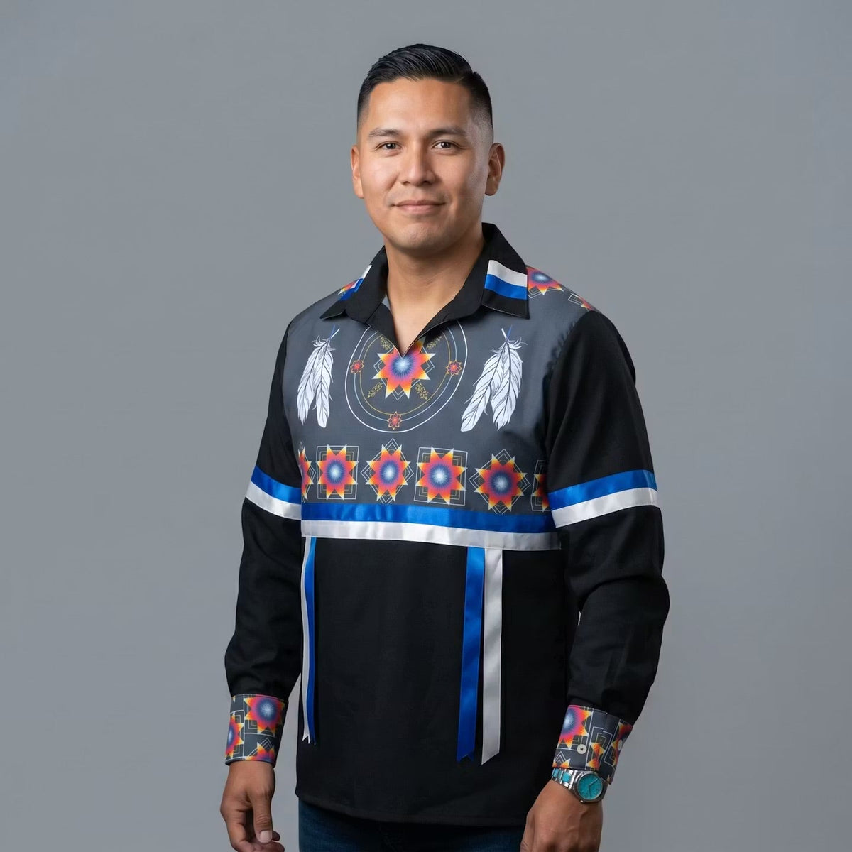 Ribbon Shirt with feathers-6