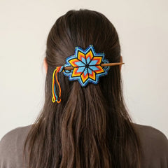 Blue Handmade Beaded Star Barrette-2