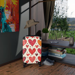 Heart Pattern Carry-On Suitcase — Red & Orange Valentine Travel Luggage-1