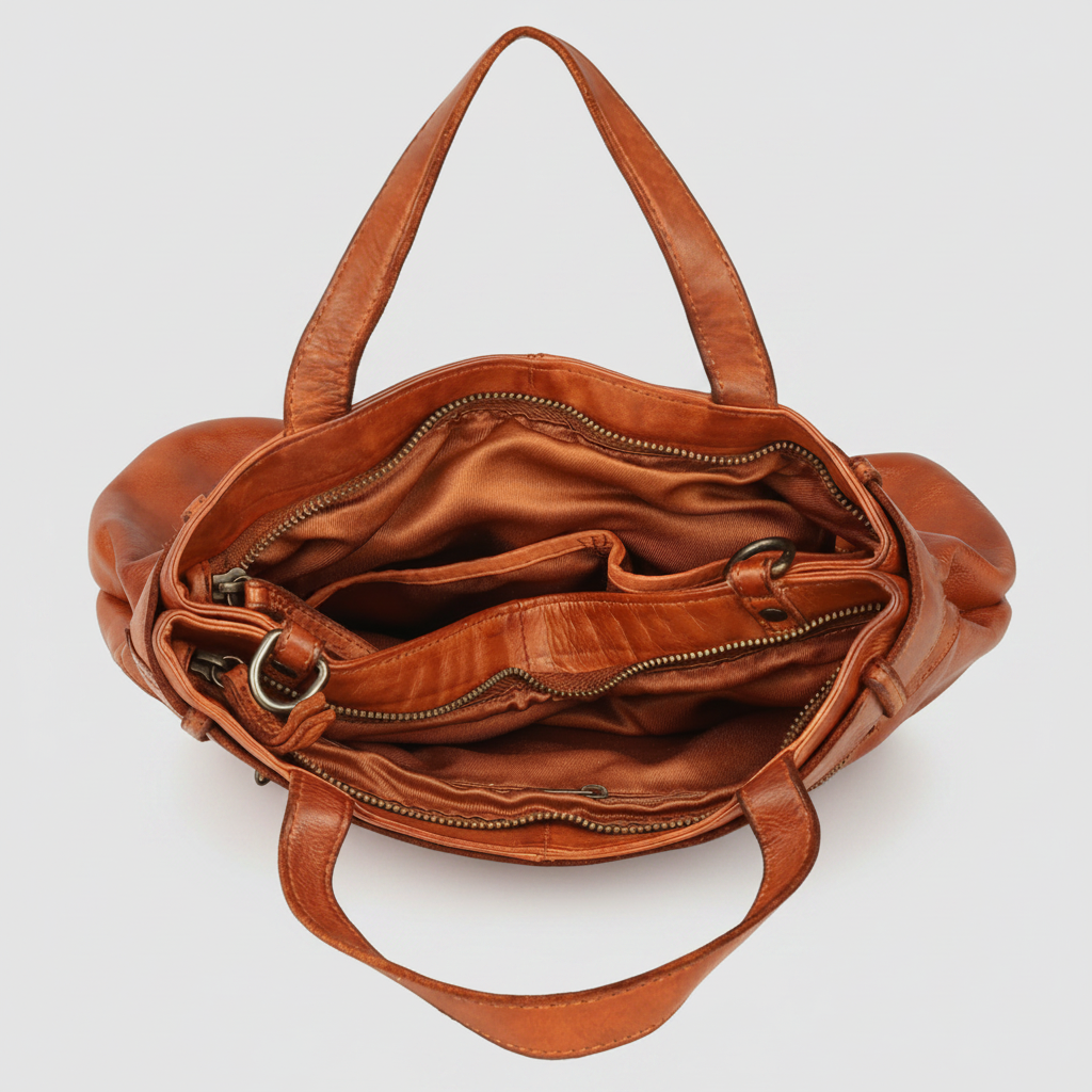 MET Premium Leather Shoulder Bag. Elegant Multi-Compartment Handbag-3