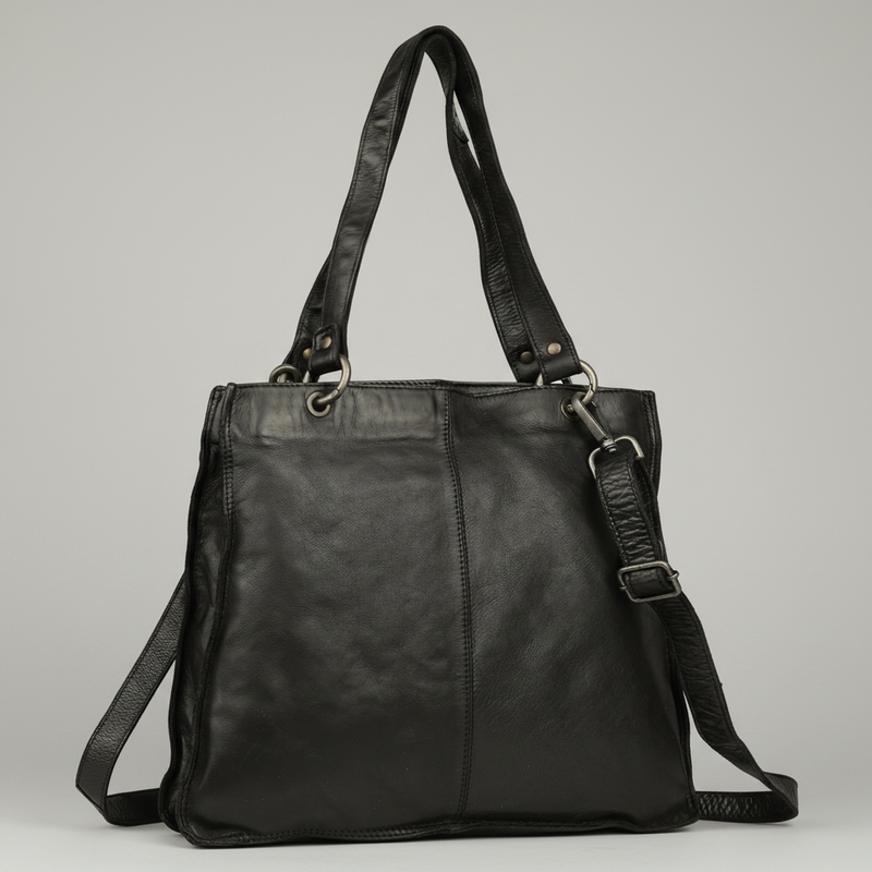 MET Premium Leather Shoulder Bag. Elegant Dual-Compartment Tote-5
