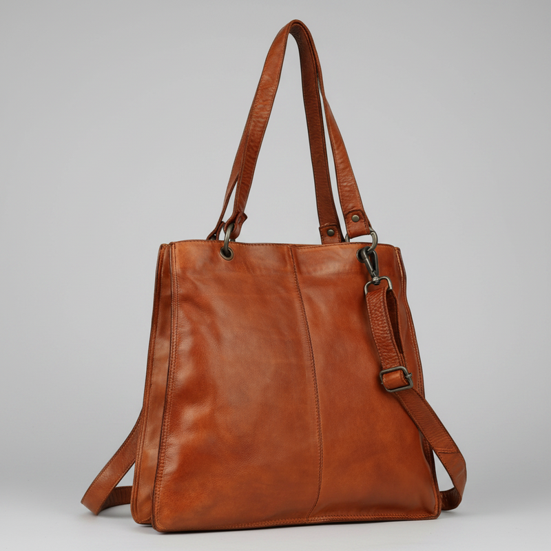MET Premium Leather Shoulder Bag. Elegant Dual-Compartment Tote-1