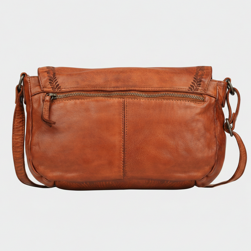 MET Leather Flap Crossbody Bag. Compact Messenger with Laser-Engraved Details-2