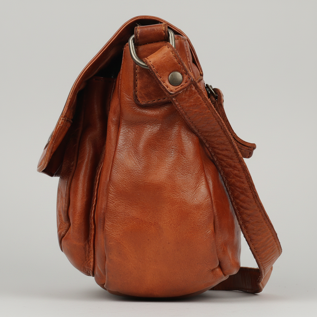 MET Leather Flap Crossbody Bag. Compact Messenger with Laser-Engraved Details-3