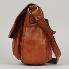 MET Leather Flap Crossbody Bag. Compact Messenger with Laser-Engraved Details-3