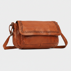 MET Leather Flap Crossbody Bag. Compact Messenger with Laser-Engraved Details-1