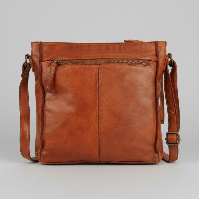 MET Premium Leather Crossbody Bag. Square Messenger with Woven Edge Details-2