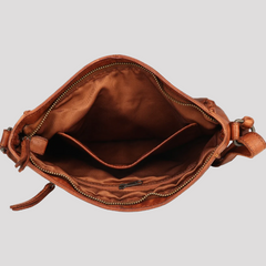 MET Premium Leather Crossbody Bag. Square Messenger with Woven Edge Details-4