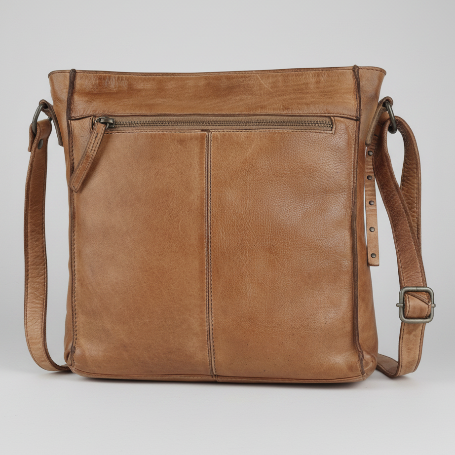 MET Premium Leather Crossbody Bag. Square Messenger with Woven Edge Details-6