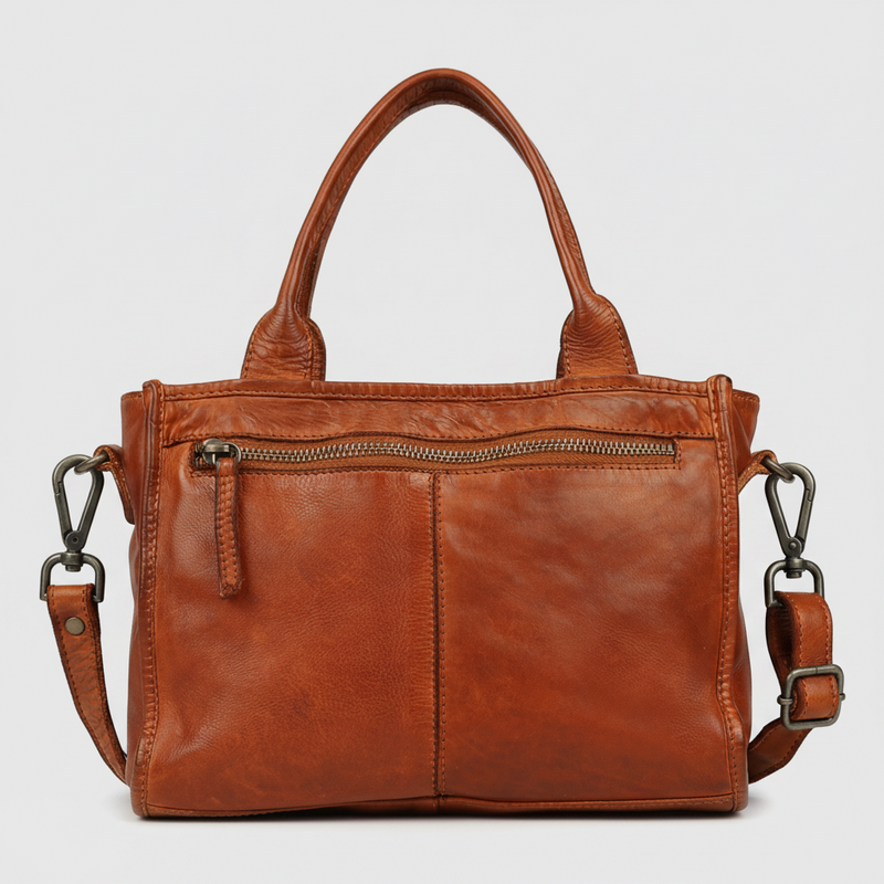 MET Premium Leather Handle Bag. Woven Leather Satchel-2