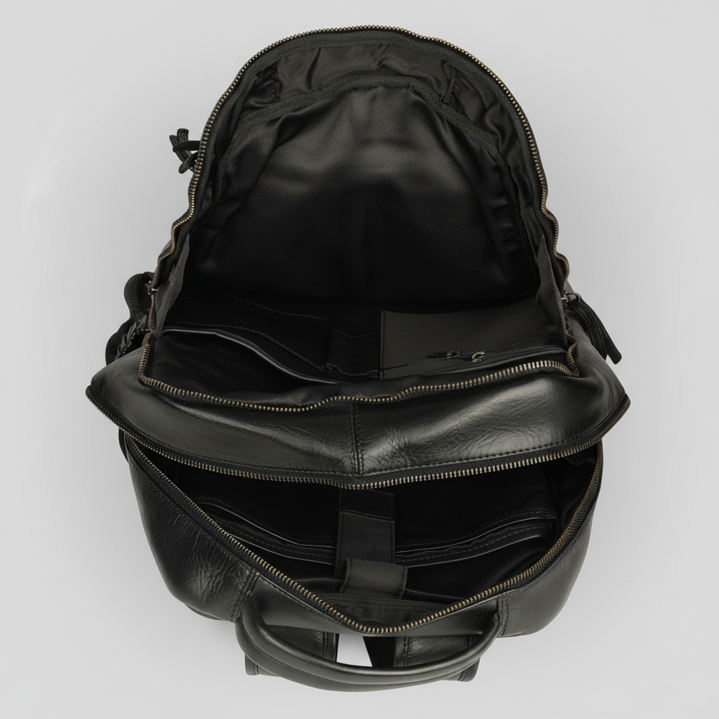 MET Premium Leather Backpack. Dual-Compartment Urban Commuter Pack-12