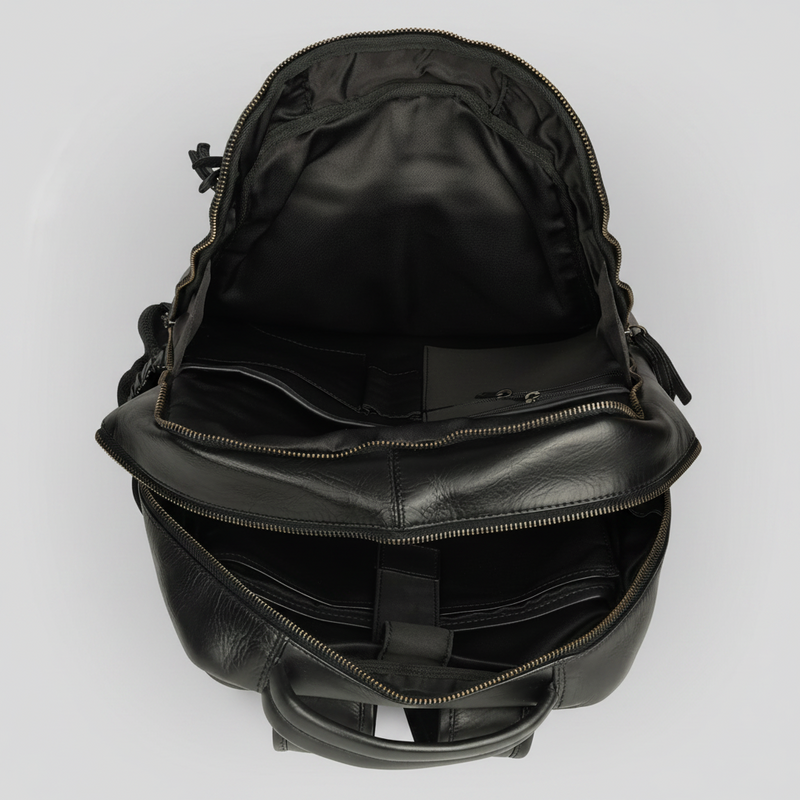 MET Premium Leather Backpack. Dual-Compartment Urban Commuter Pack-12