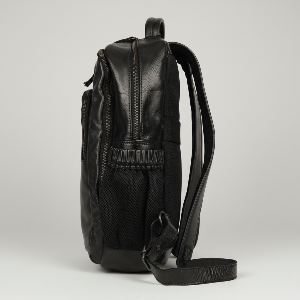 MET Premium Leather Backpack. Dual-Compartment Urban Commuter Pack-11