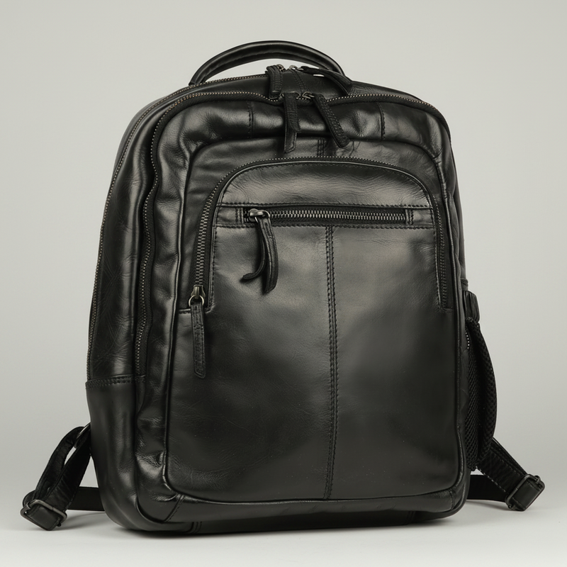MET Premium Leather Backpack. Dual-Compartment Urban Commuter Pack-9