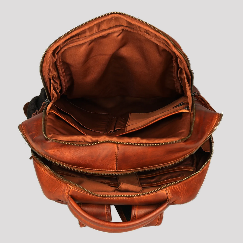 MET Premium Leather Backpack. Dual-Compartment Urban Commuter Pack-8