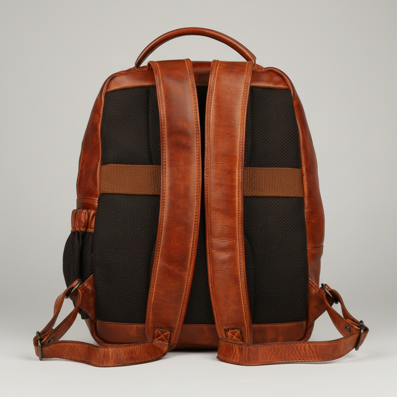 MET Premium Leather Backpack. Dual-Compartment Urban Commuter Pack-6