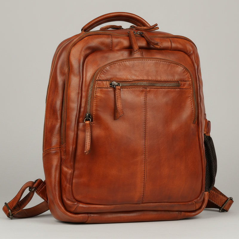 MET Premium Leather Backpack. Dual-Compartment Urban Commuter Pack-5