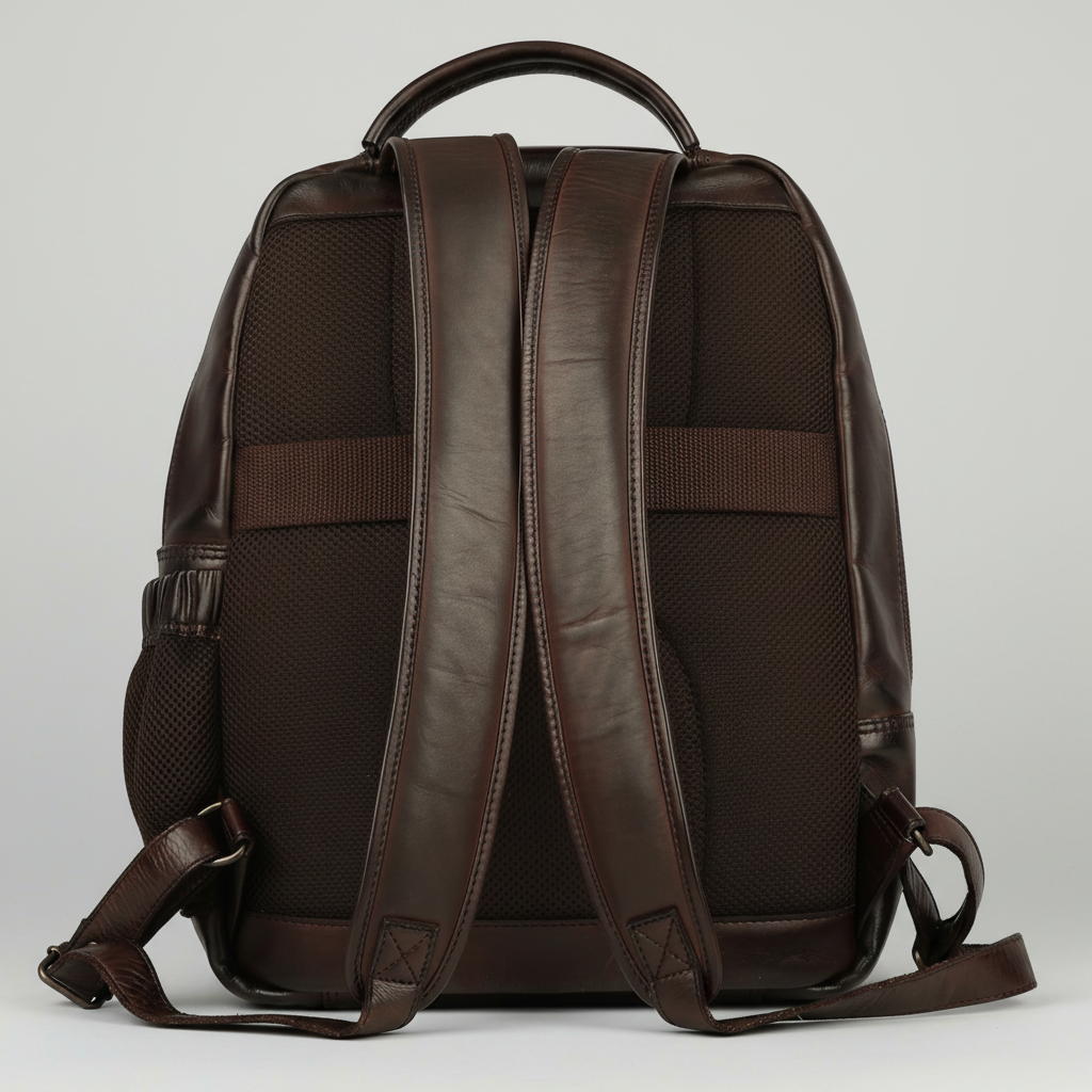 MET Premium Leather Backpack. Dual-Compartment Urban Commuter Pack-2