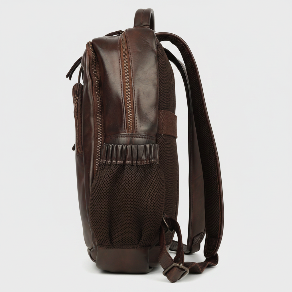 MET Premium Leather Backpack. Dual-Compartment Urban Commuter Pack-3