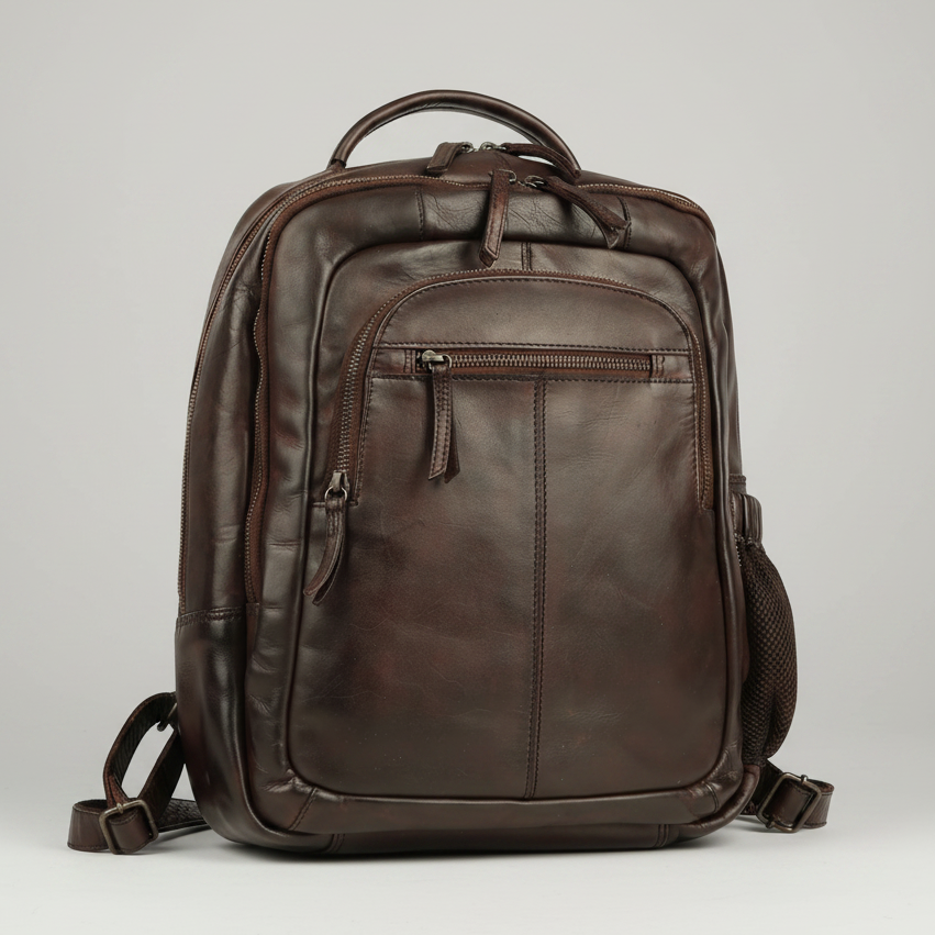 MET Premium Leather Backpack. Dual-Compartment Urban Commuter Pack-1