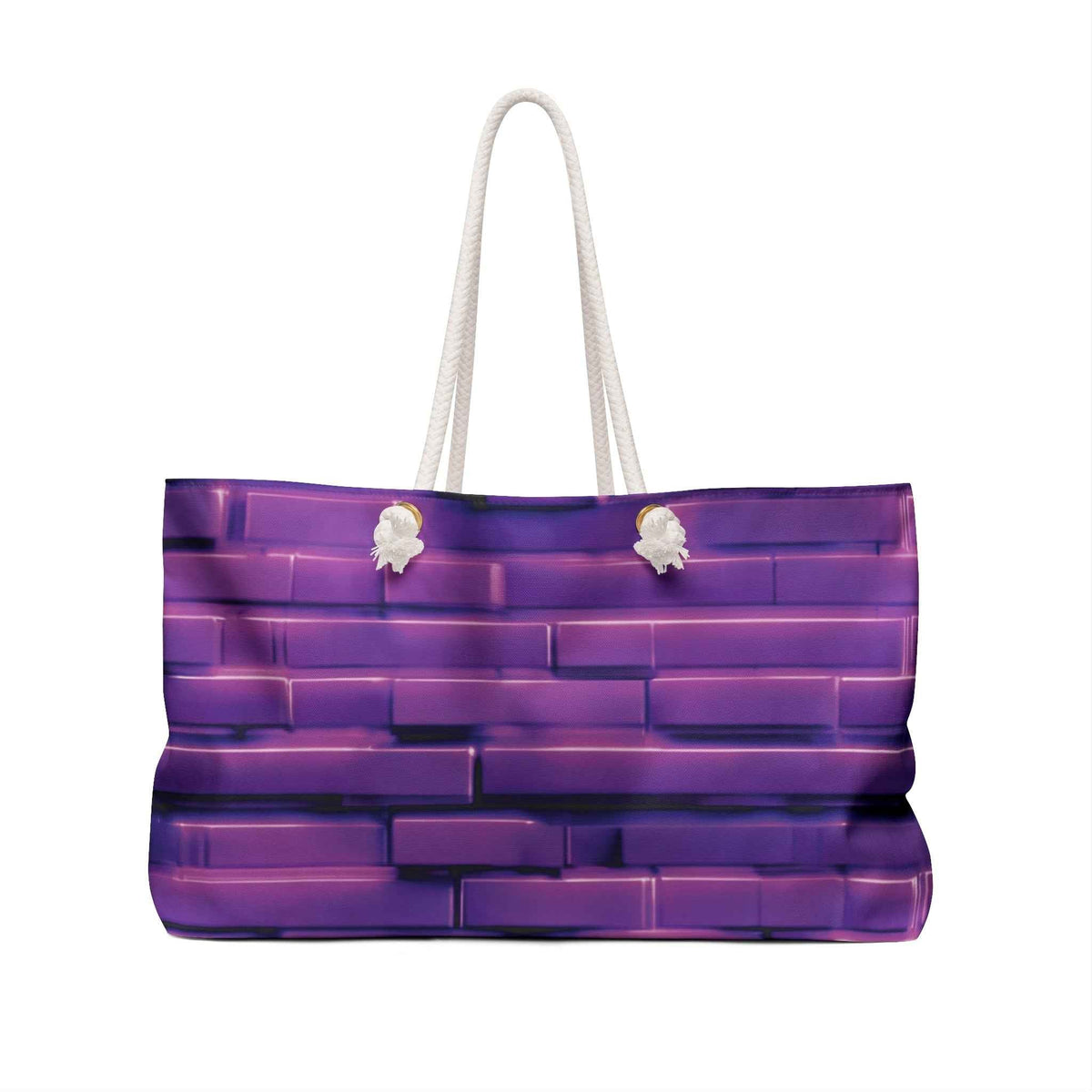 Purple Brick Pattern Weekender Bag | Gradient Brick, Large Tote Bag-3