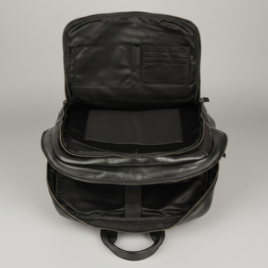 MET Two Adjustable Strap Leather Backpack. Multi-Compartment Commuter Pack-8