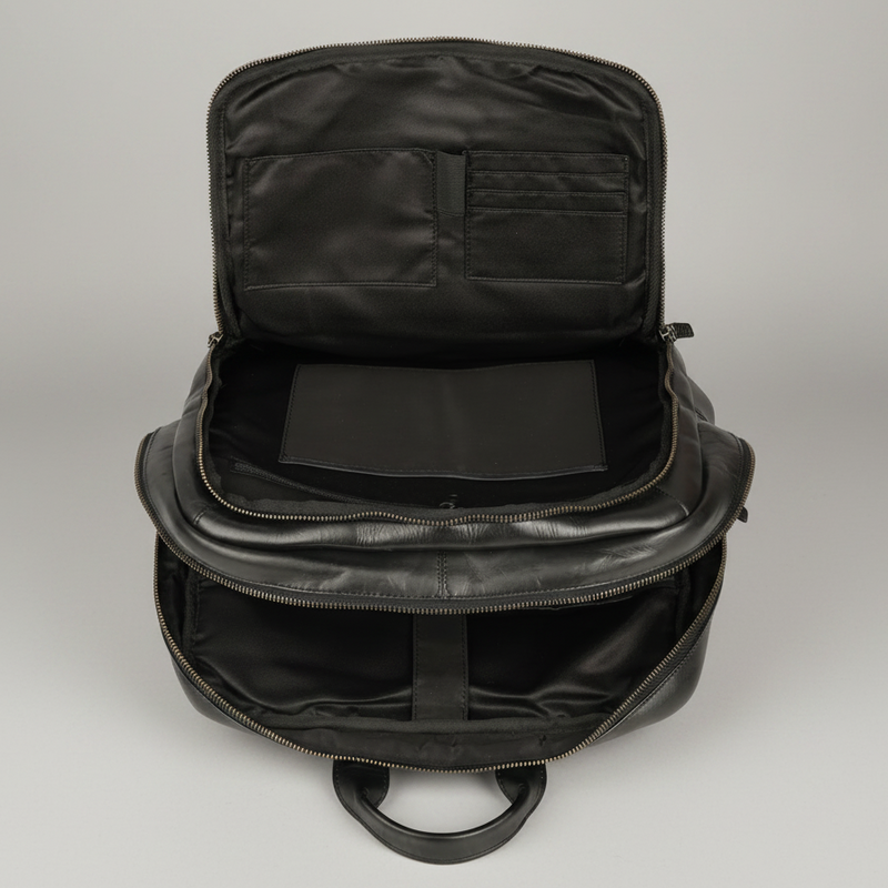 MET Two Adjustable Strap Leather Backpack. Multi-Compartment Commuter Pack-8