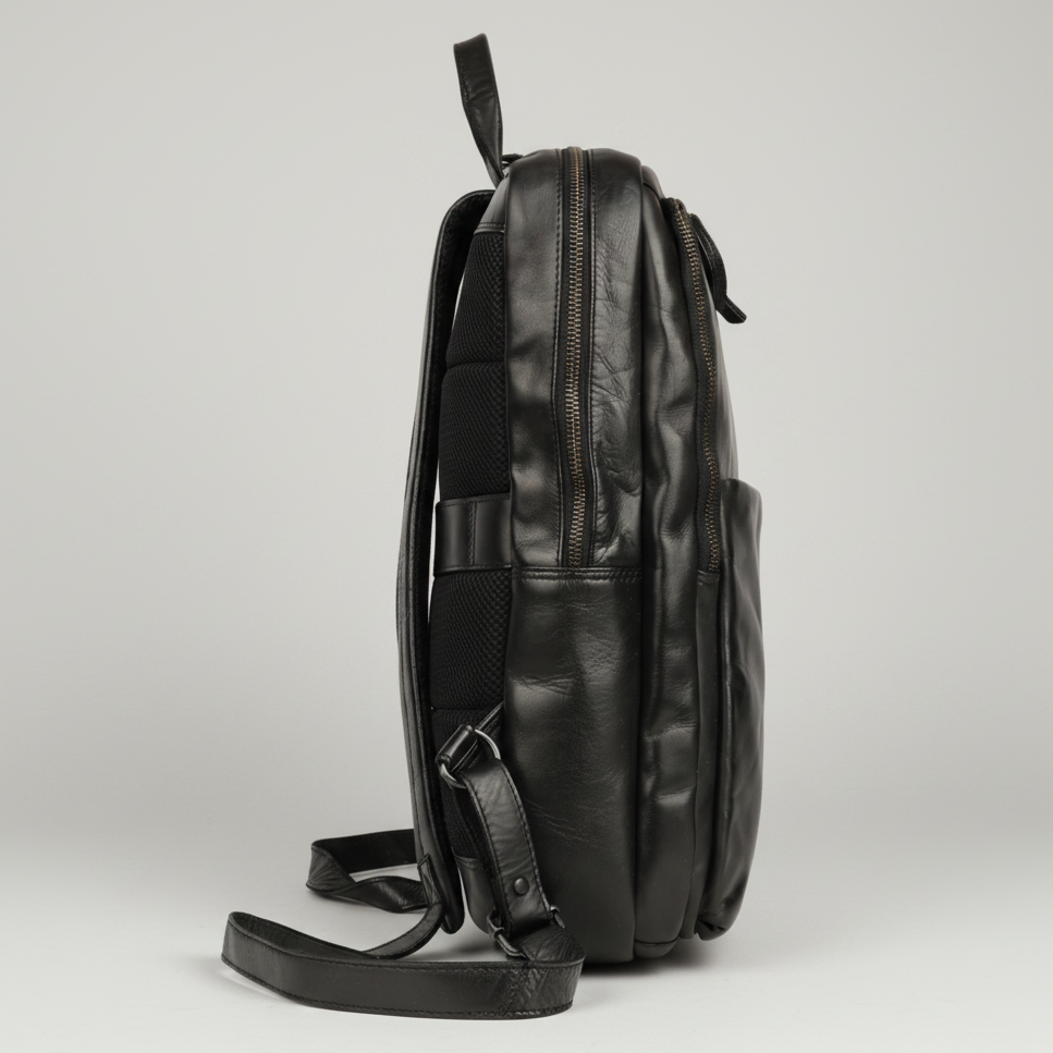 MET Two Adjustable Strap Leather Backpack. Multi-Compartment Commuter Pack-7