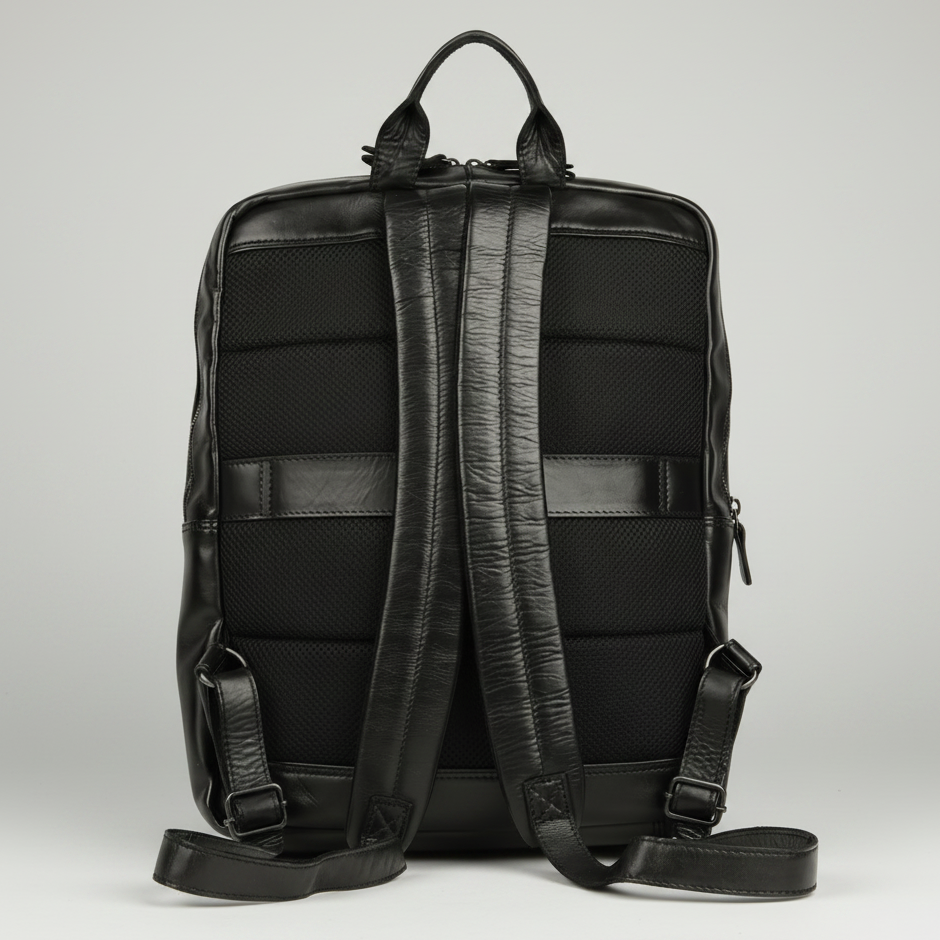 MET Two Adjustable Strap Leather Backpack. Multi-Compartment Commuter Pack-6