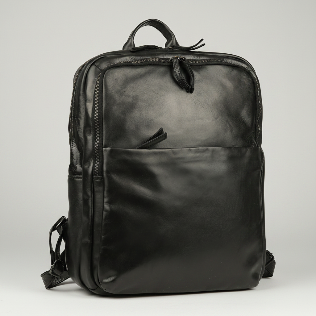 MET Two Adjustable Strap Leather Backpack. Multi-Compartment Commuter Pack-5