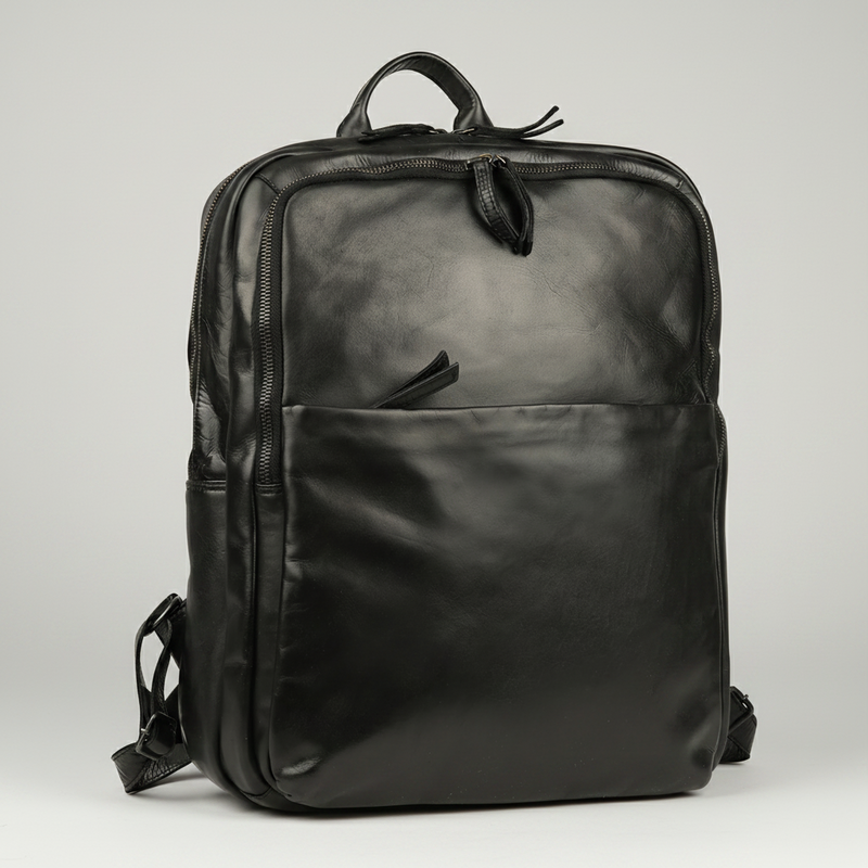 MET Two Adjustable Strap Leather Backpack. Multi-Compartment Commuter Pack-5