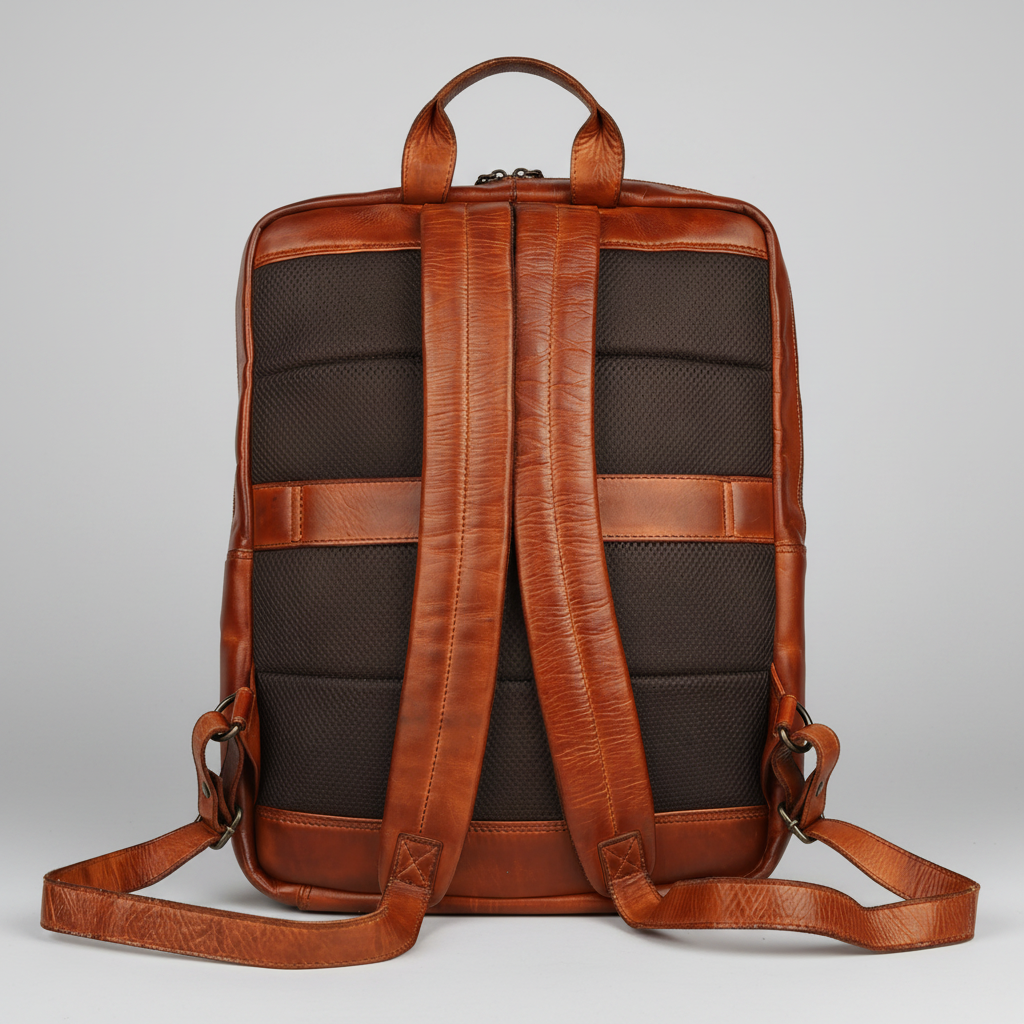 MET Two Adjustable Strap Leather Backpack. Multi-Compartment Commuter Pack-2