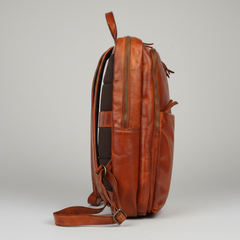 MET Two Adjustable Strap Leather Backpack. Multi-Compartment Commuter Pack-3