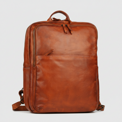 MET Two Adjustable Strap Leather Backpack. Multi-Compartment Commuter Pack-1