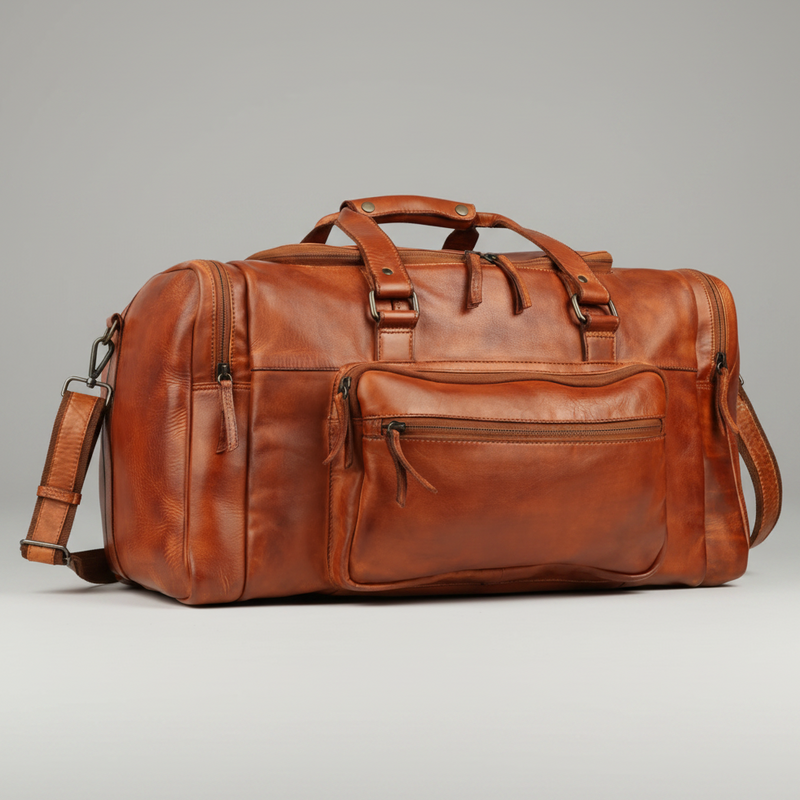 MET Premium Leather Small Duffle Bag. Urban Weekend Carry-On-5