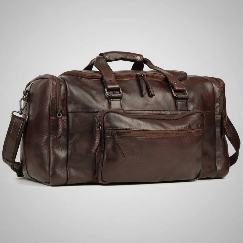 MET Premium Leather Small Duffle Bag. Urban Weekend Carry-On-1