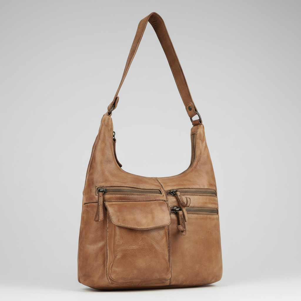 MET Premium Leather Shoulder Bag. Everyday Urban Hobo-5