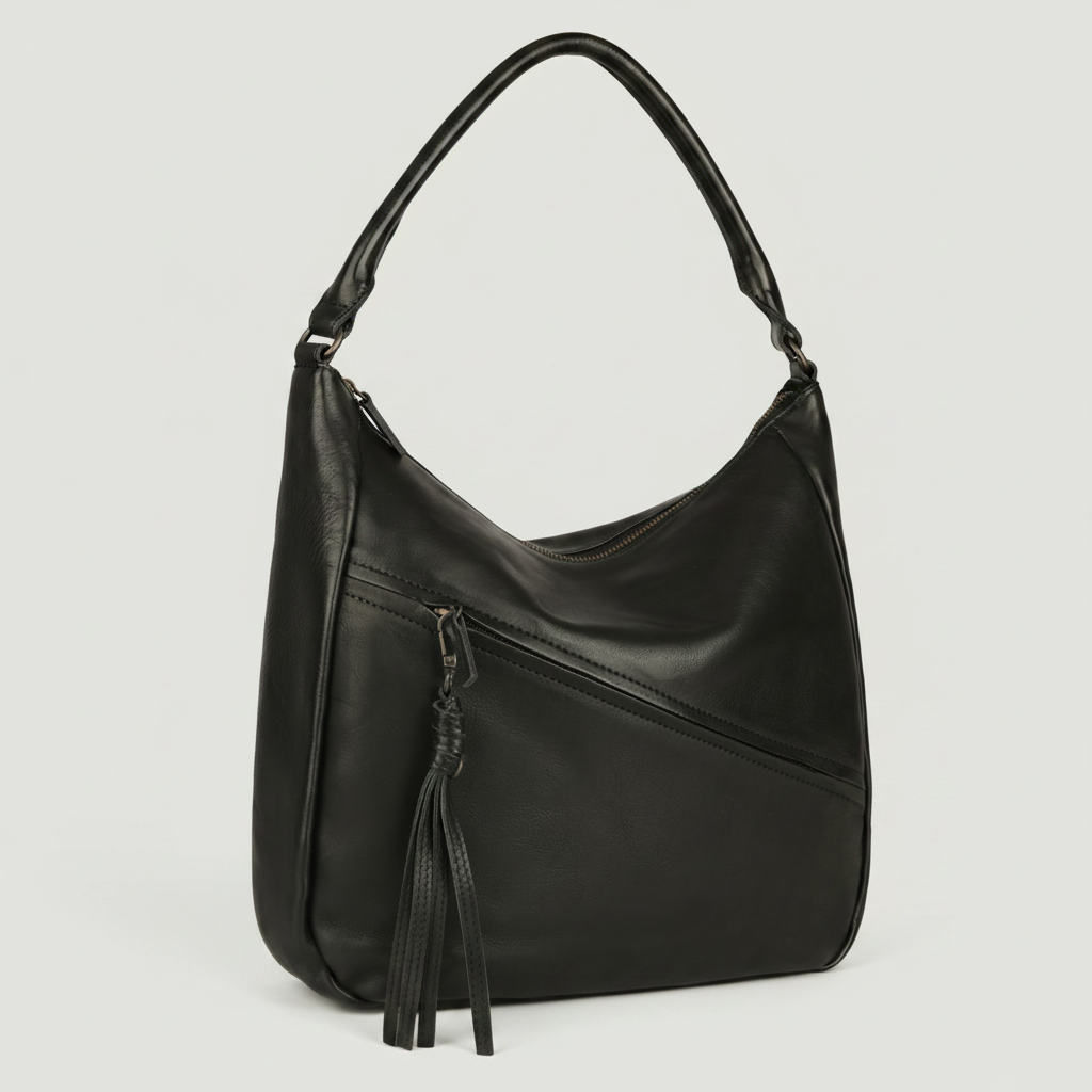 MET Premium Leather Shoulder Bag. Slouchy Urban Hobo-5
