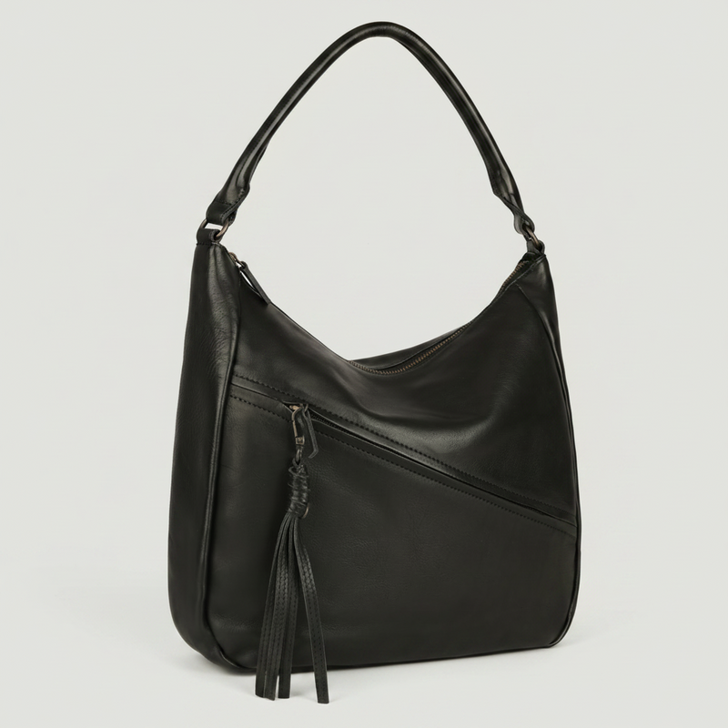 MET Premium Leather Shoulder Bag. Slouchy Urban Hobo-5