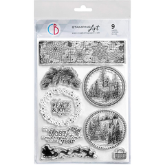 Ciao Bella Clear Stamp Set 6"x8" Boules Paysage d'hiver-1